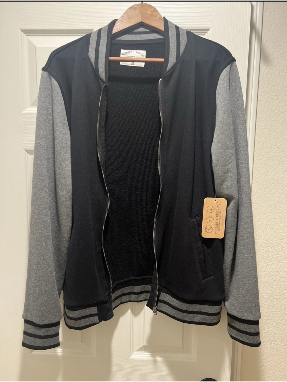 Threads 4 Thought Black and Gray Bomber Jacket